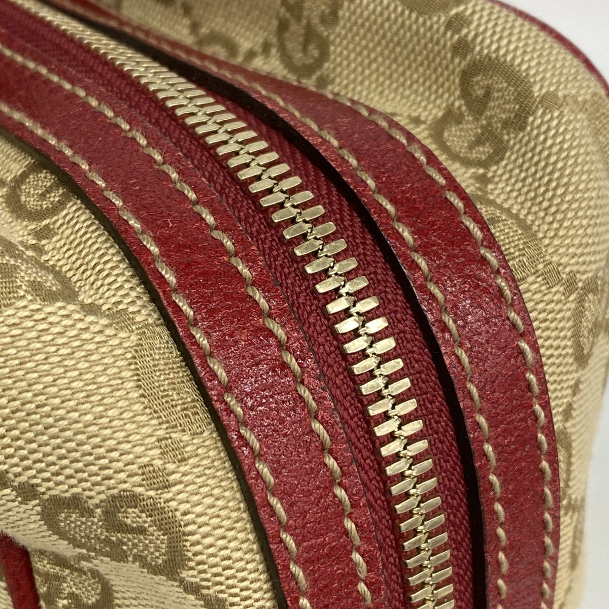 【6ee6465-k】グッチ トートバッグ GGキャンバス プリンシー 162881 キャンバス ベージュ レッド シャンパンゴールド金具【中古】レディース