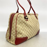【6ee6465-k】グッチ トートバッグ GGキャンバス プリンシー 162881 キャンバス ベージュ レッド シャンパンゴールド金具【中古】レディース