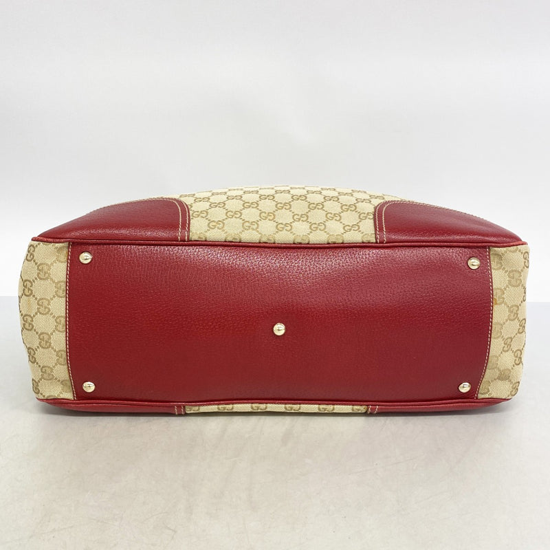 【6ee6465-k】グッチ トートバッグ GGキャンバス プリンシー 162881 キャンバス ベージュ レッド シャンパンゴールド金具【中古】レディース