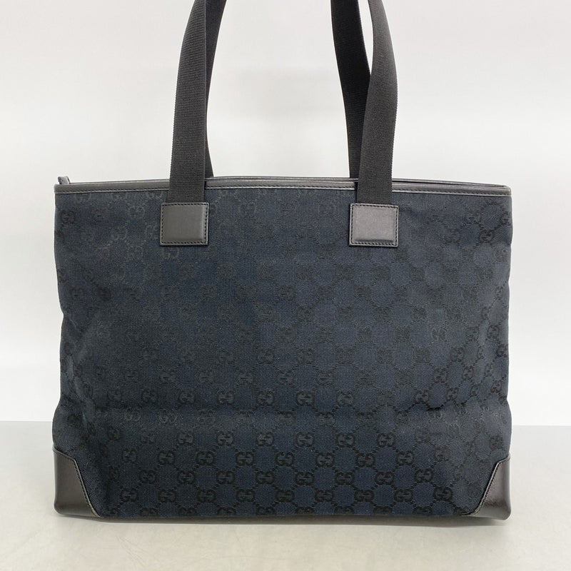 【6ee6466-k】グッチ トートバッグ GGキャンバス 019 0426 キャンバス ネイビー ブラック シルバー金具【中古】レディース