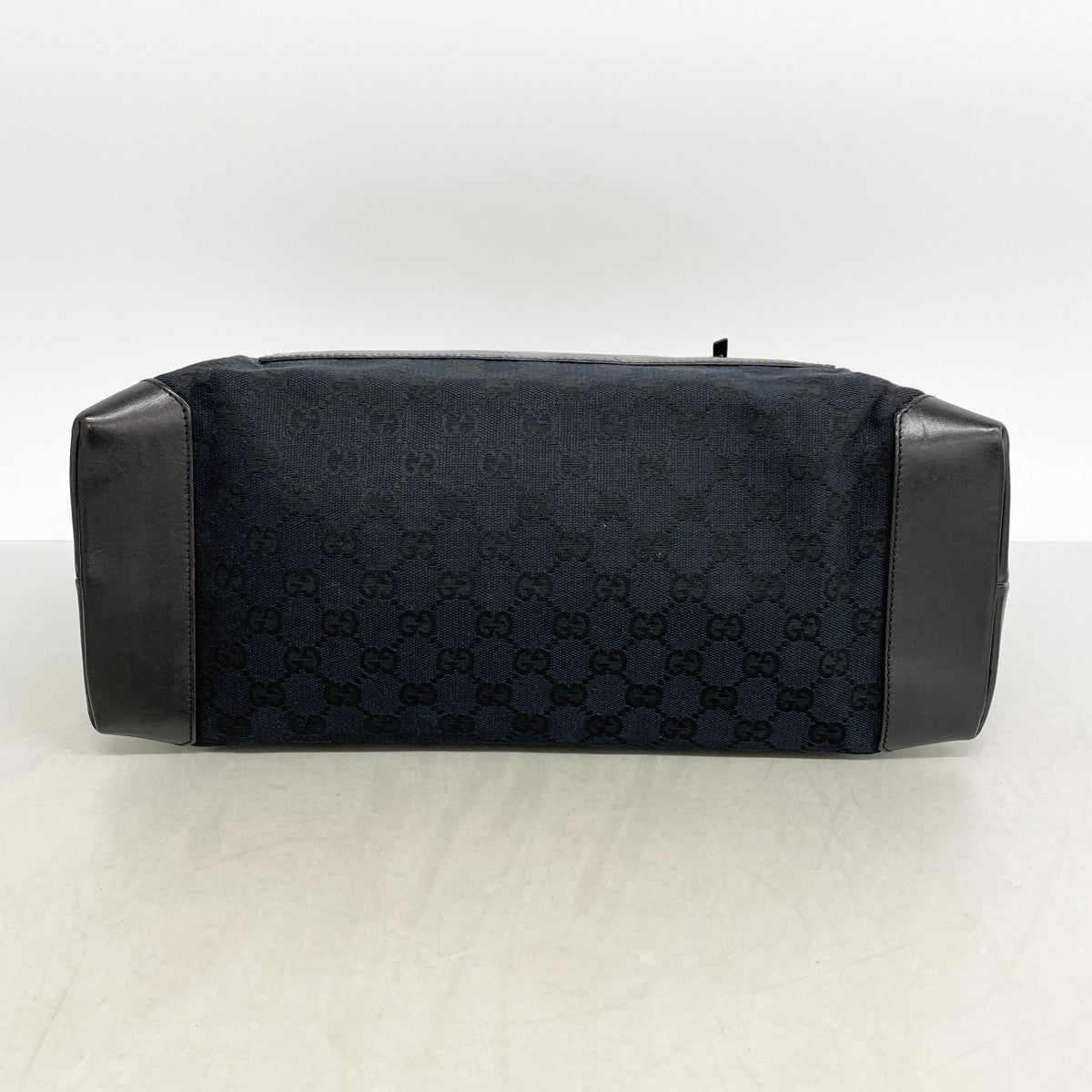 【6ee6466-k】グッチ トートバッグ GGキャンバス 019 0426 キャンバス ネイビー ブラック シルバー金具【中古】レディース