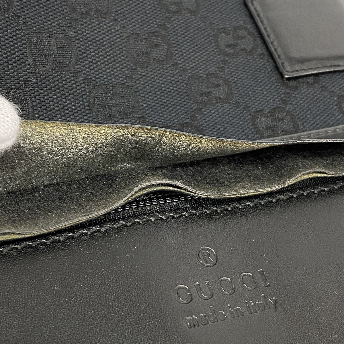 【6ee6466-k】グッチ トートバッグ GGキャンバス 019 0426 キャンバス ネイビー ブラック シルバー金具【中古】レディース