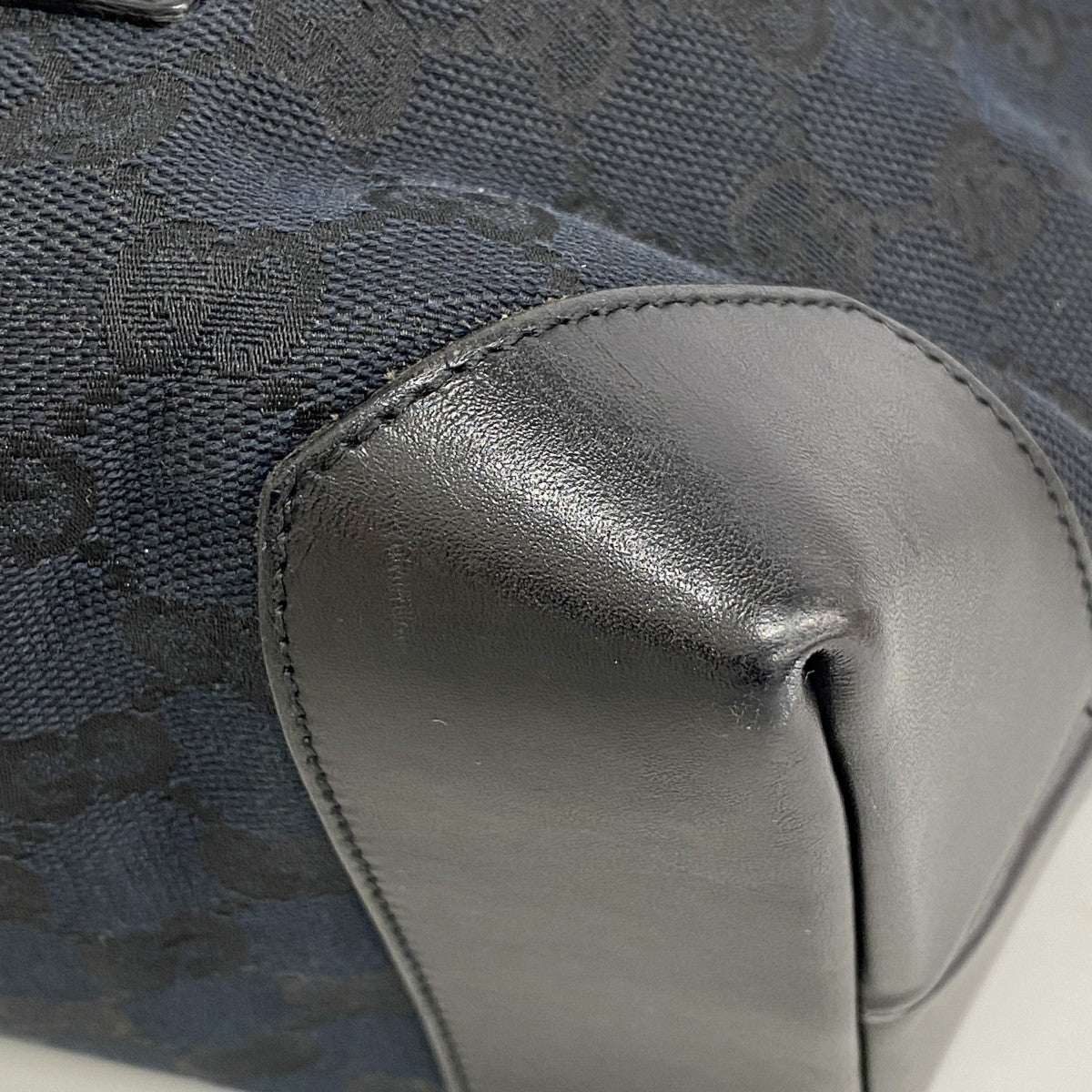 【6ee6466-k】グッチ トートバッグ GGキャンバス 019 0426 キャンバス ネイビー ブラック シルバー金具【中古】レディース