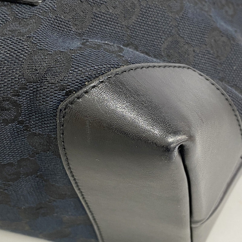 【6ee6466-k】グッチ トートバッグ GGキャンバス 019 0426 キャンバス ネイビー ブラック シルバー金具【中古】レディース