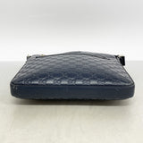 【6ee6469-k】グッチ ショルダーバッグ グッチシマ 406408 レザー ネイビー シルバー金具【中古】メンズ