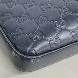 【6ee6469-k】グッチ ショルダーバッグ グッチシマ 406408 レザー ネイビー シルバー金具【中古】メンズ