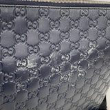 【6ee6469-k】グッチ ショルダーバッグ グッチシマ 406408 レザー ネイビー シルバー金具【中古】メンズ