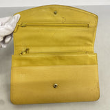 【6ee6491-k】シャネル 長財布 キャビアスキン イエロー ゴールド金具【中古】レディース