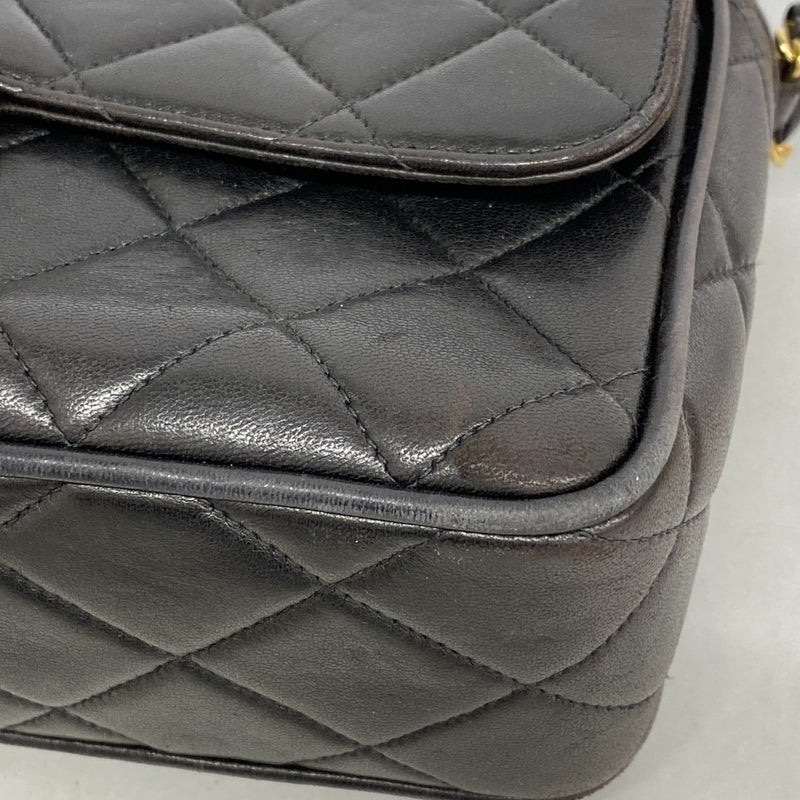 【6ee6495-k】シャネル ショルダーバッグ マトラッセ チェーンショルダー ラムスキン ブラック ゴールド金具【中古】レディース