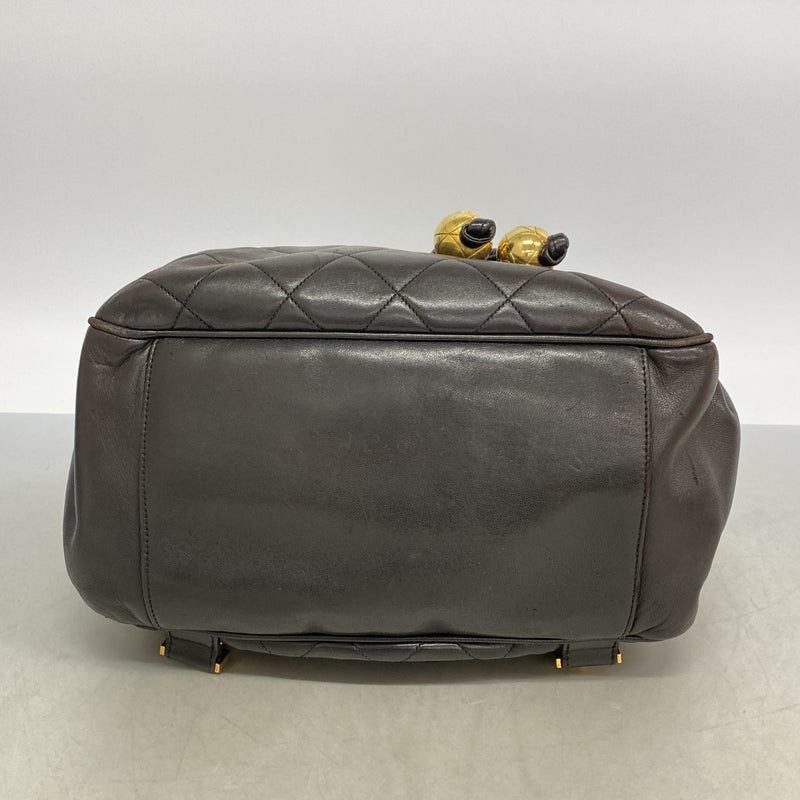 【6ee6496-k】シャネル リュック・デイパック マトラッセ ラムスキン ブラック ゴールド金具【中古】レディース