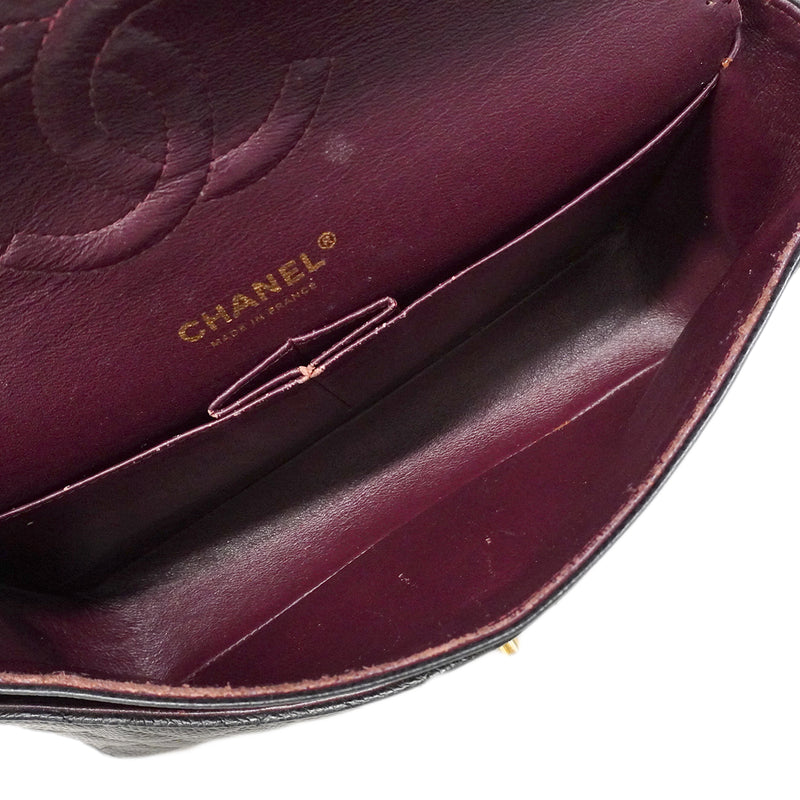 【6ee6504】シャネル ショルダーバッグ マトラッセ Wフラップ Wチェーン キャビアスキン ブラック ゴールド金具【中古】レディース