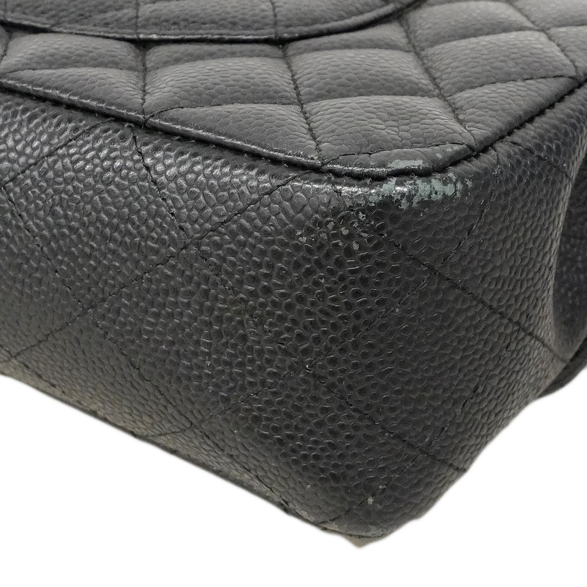 【6ee6504】シャネル ショルダーバッグ マトラッセ Wフラップ Wチェーン キャビアスキン ブラック ゴールド金具【中古】レディース