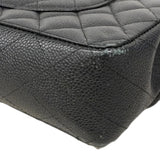 【6ee6504】シャネル ショルダーバッグ マトラッセ Wフラップ Wチェーン キャビアスキン ブラック ゴールド金具【中古】レディース