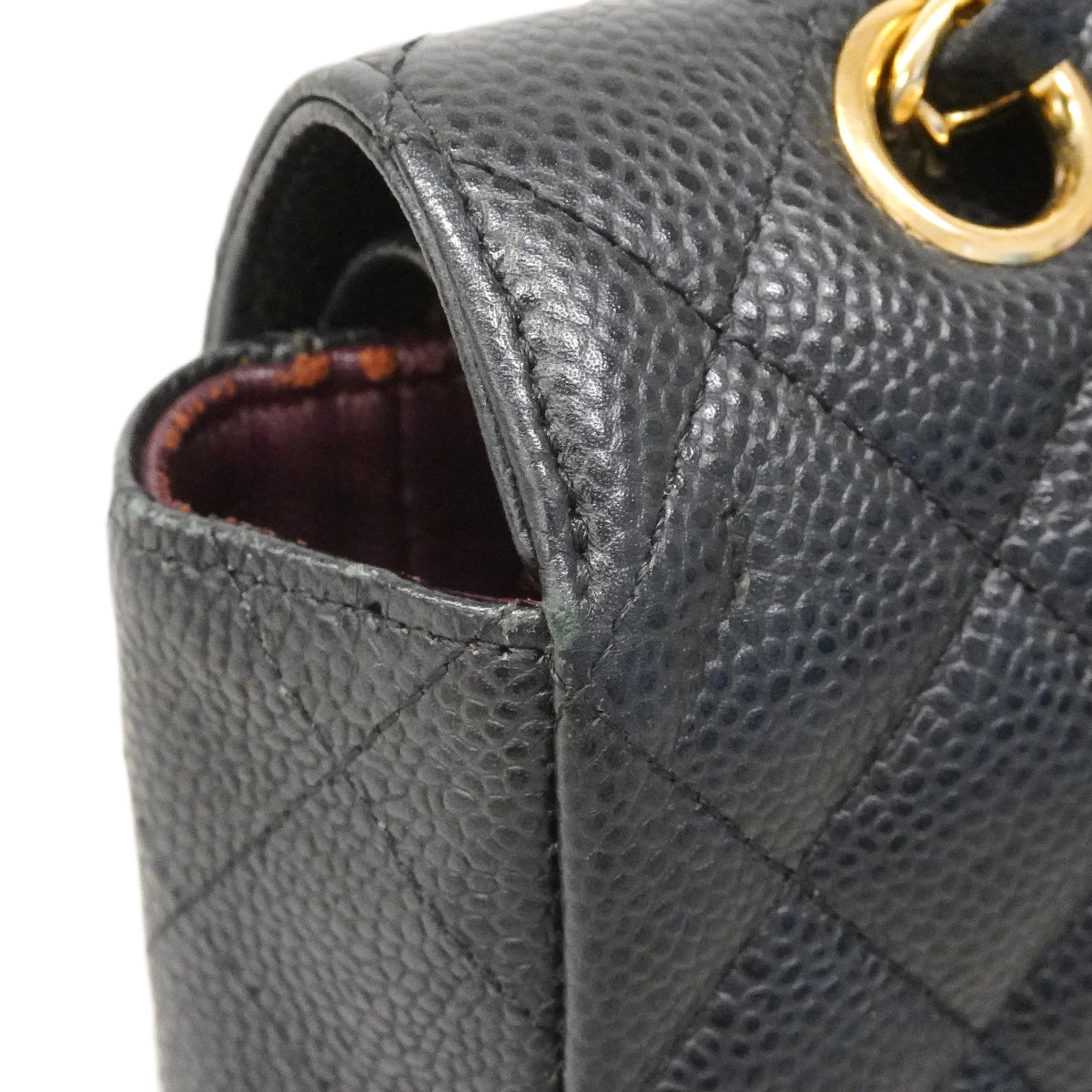 【6ee6504】シャネル ショルダーバッグ マトラッセ Wフラップ Wチェーン キャビアスキン ブラック ゴールド金具【中古】レディース