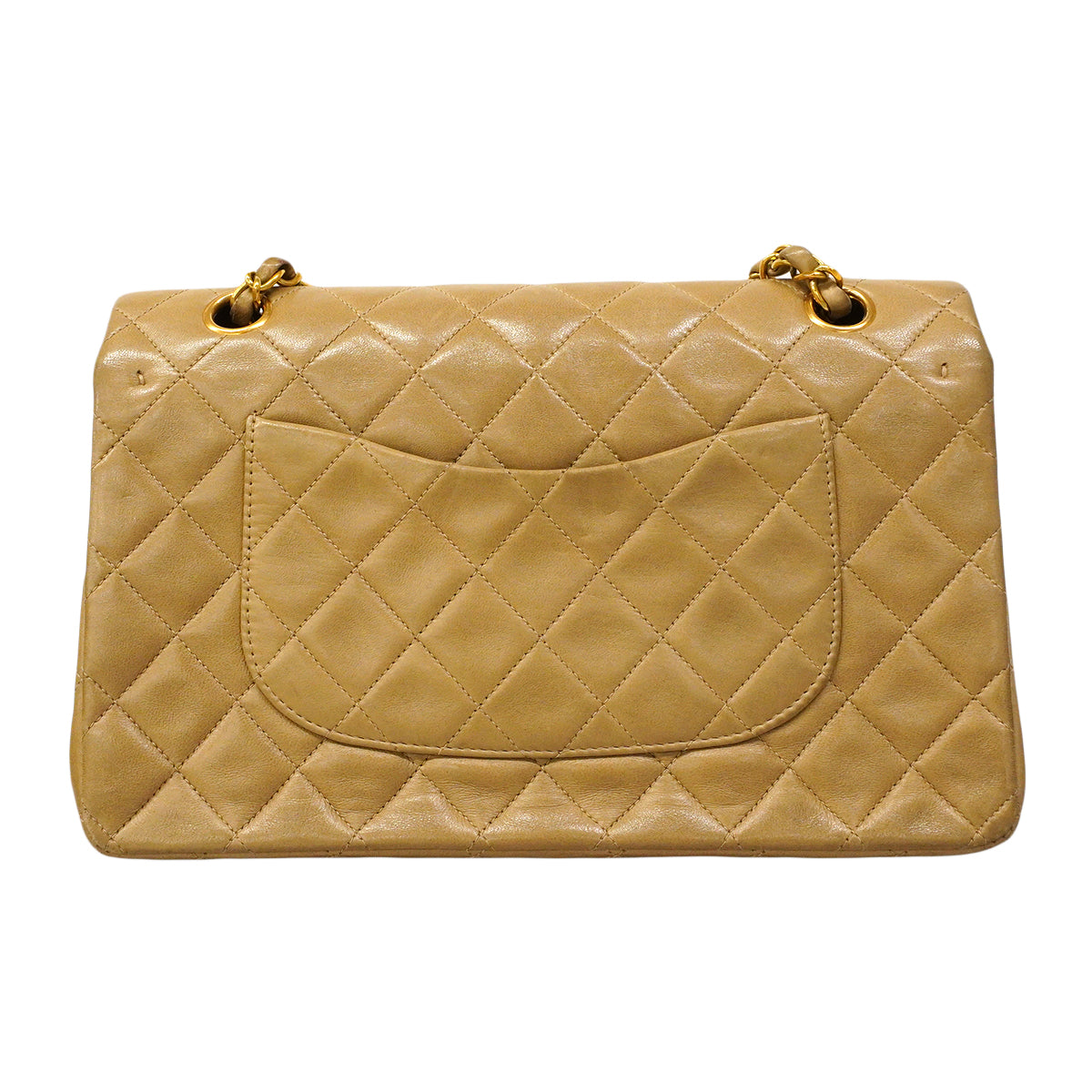 【6ee6505】シャネル ショルダーバッグ マトラッセ Wフラップ Wチェーン ラムスキン ベージュ ゴールド金具【中古】レディース