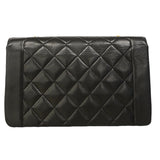 【6ee6506】シャネル ショルダーバッグ ダイアナ チェーンショルダー ラムスキン ブラック ゴールド金具【中古】レディース