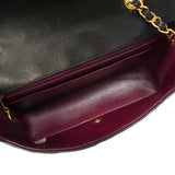【6ee6506】シャネル ショルダーバッグ ダイアナ チェーンショルダー ラムスキン ブラック ゴールド金具【中古】レディース
