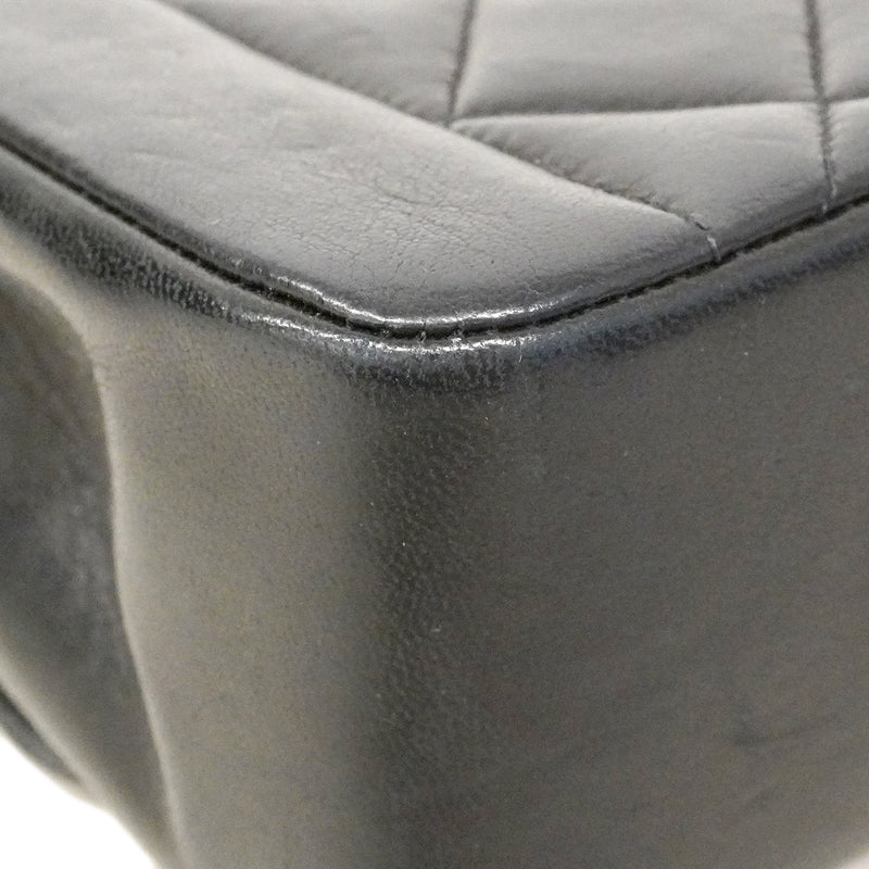 【6ee6507】シャネル ショルダーバッグ ダイアナ チェーンショルダー ラムスキン ブラック ゴールド金具【中古】レディース
