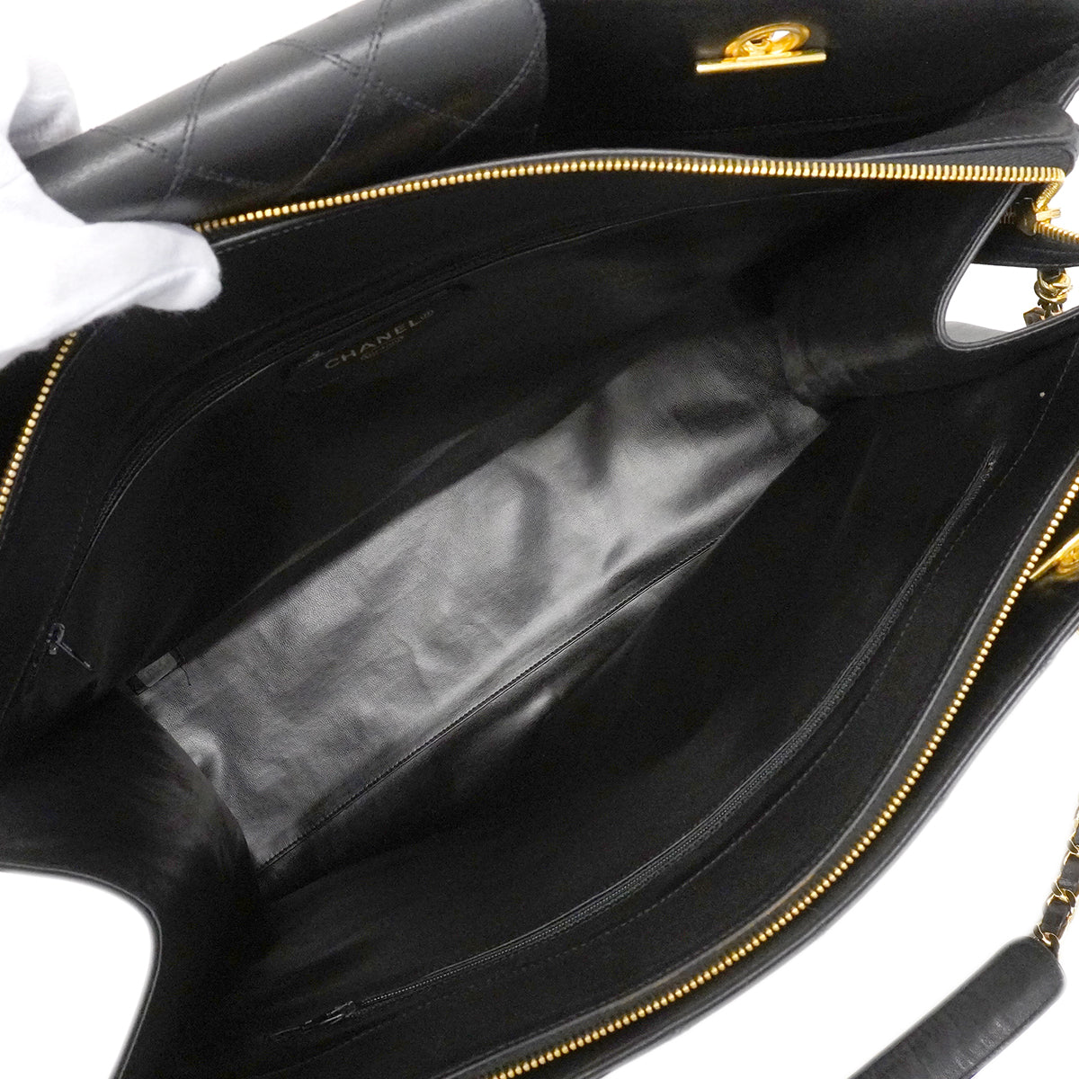 【6ee6508】シャネル ショルダーバッグ ビコローレ チェーンショルダー ラムスキン ブラック ゴールド金具【中古】レディース