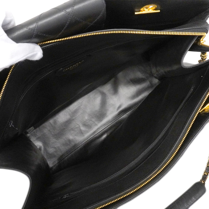 【6ee6508】シャネル ショルダーバッグ ビコローレ チェーンショルダー ラムスキン ブラック ゴールド金具【中古】レディース