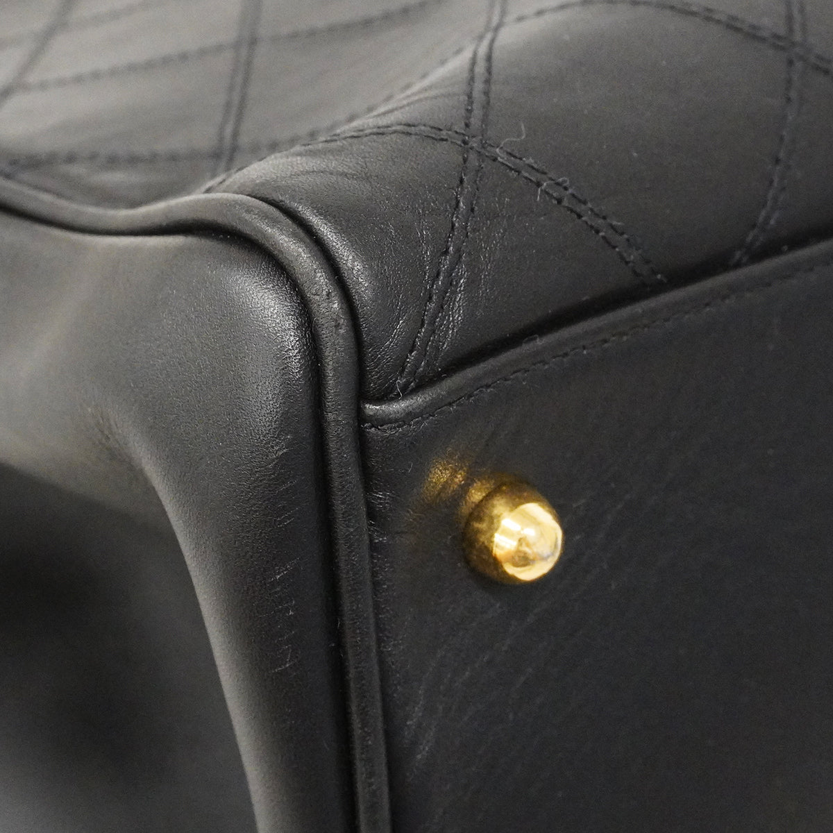 【6ee6508】シャネル ショルダーバッグ ビコローレ チェーンショルダー ラムスキン ブラック ゴールド金具【中古】レディース