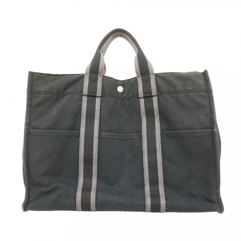 【6ee6509-k】エルメス トートバッグ フールトゥMM キャンバス ブラック シルバー金具【中古】メンズ レディース ユニセックス