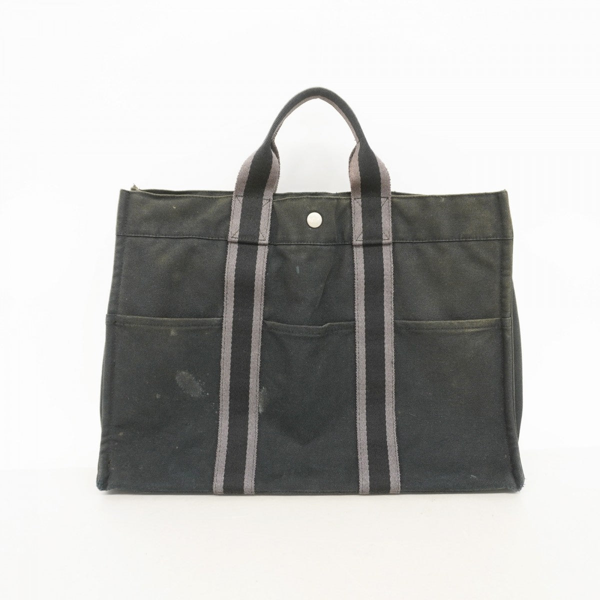 【6ee6509-k】エルメス トートバッグ フールトゥMM キャンバス ブラック シルバー金具【中古】メンズ レディース ユニセックス