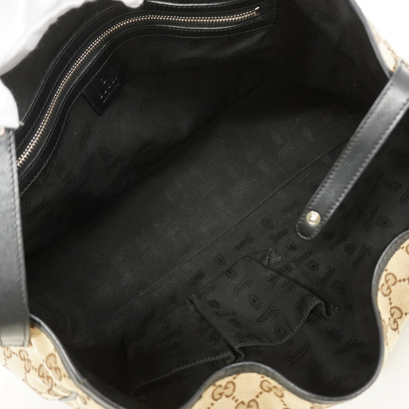 【6ee6512-k】グッチ トートバッグ GGキャンバス 232957 キャンバス ベージュ ブラック ゴールド/シルバー金具【中古】レディース