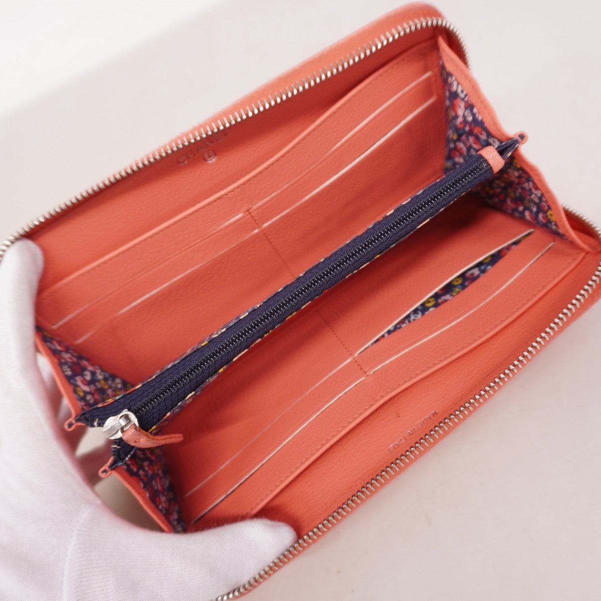 【6ee6518-k】シャネル 長財布 レザー ピンク シルバー金具【中古】レディース