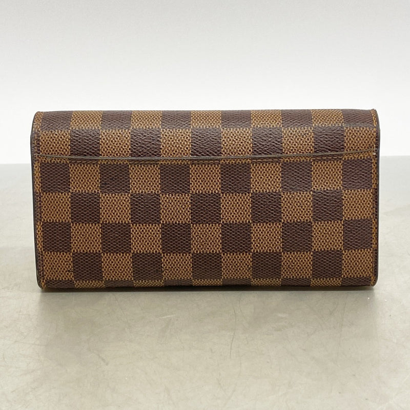【6ee6526】ルイヴィトン 長財布 ダミエ ポルトフォイユサラ N60114 エベヌ/ローズバレリーヌ【中古】レディース