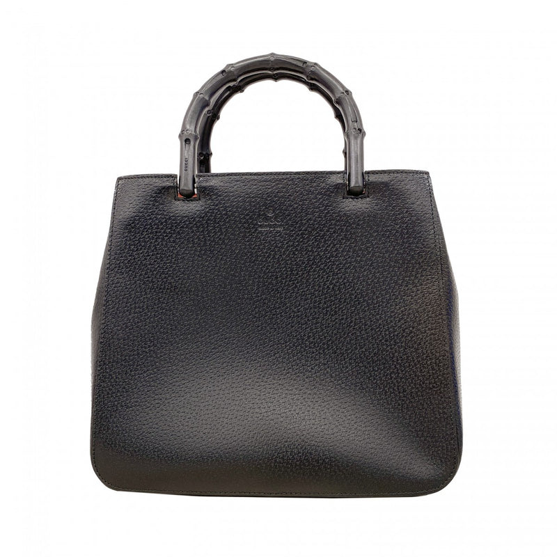 【6ee6550-k】グッチ ハンドバッグ バンブー 002 1061 レザー ブラック シルバー金具【中古】レディース