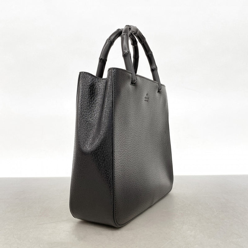 【6ee6550-k】グッチ ハンドバッグ バンブー 002 1061 レザー ブラック シルバー金具【中古】レディース