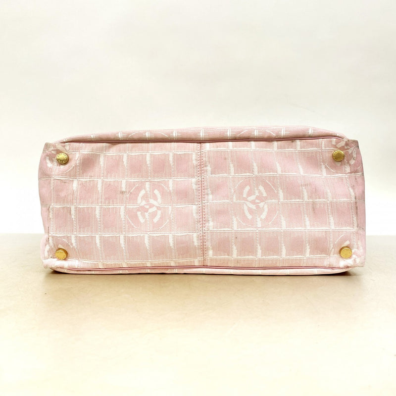 【6ee6554-k】シャネル トートバッグ ニュートラベル ナイロン ピンク ゴールド金具【中古】レディース