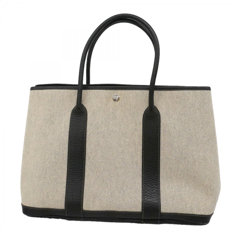 【6ee6564】エルメス トートバッグ ガーデンパーティPM トワルアッシュ ブラック シルバー金具 □J刻印【中古】レディース