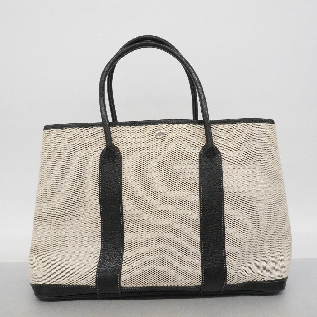 【6ee6564】エルメス トートバッグ ガーデンパーティPM トワルアッシュ ブラック シルバー金具 □J刻印【中古】レディース