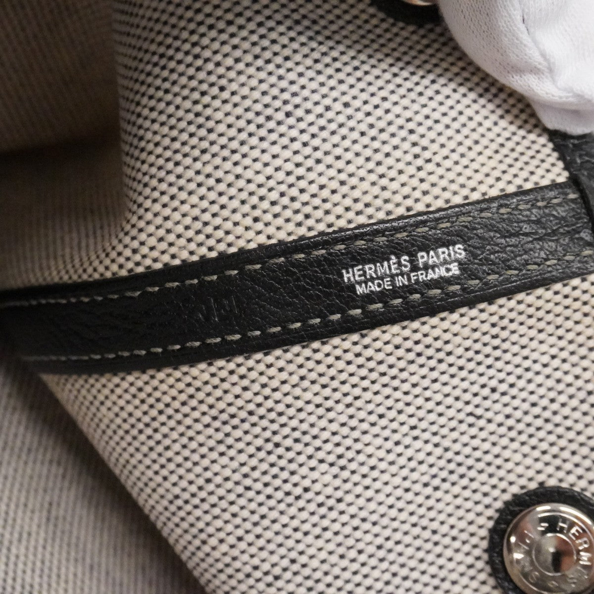 【6ee6564】エルメス トートバッグ ガーデンパーティPM トワルアッシュ ブラック シルバー金具 □J刻印【中古】レディース
