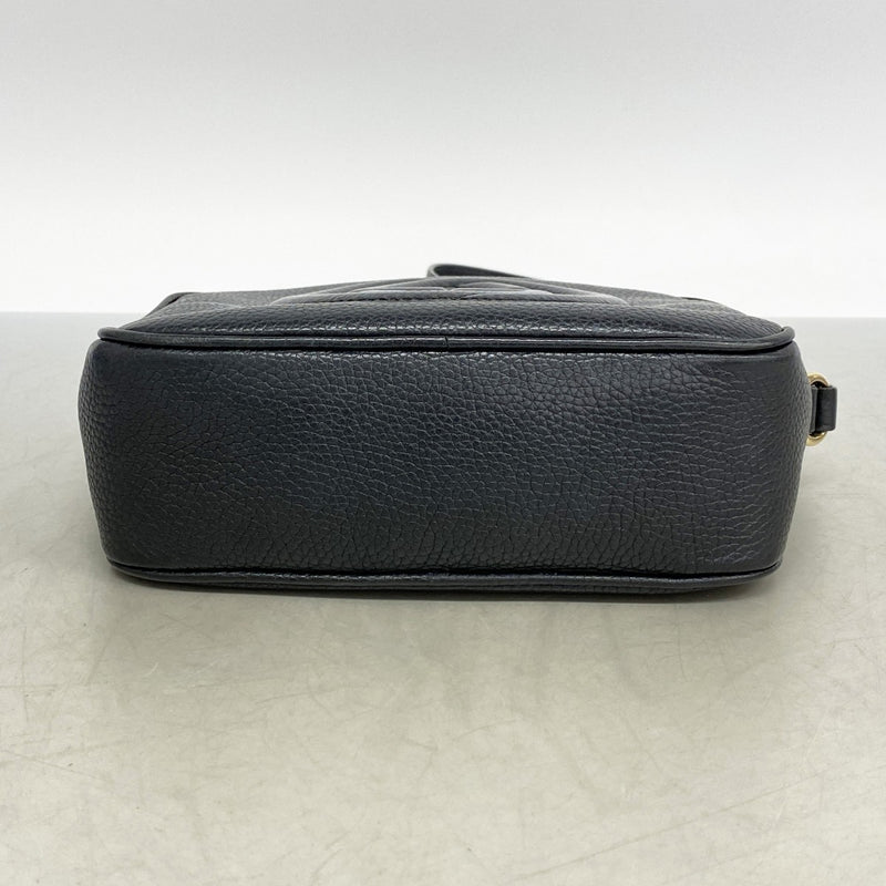 【6ef6572-k】グッチ ショルダーバッグ ソーホー 308364 レザー ブラック シャンパンゴールド金具【中古】レディース