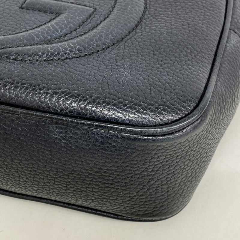 【6ef6572-k】グッチ ショルダーバッグ ソーホー 308364 レザー ブラック シャンパンゴールド金具【中古】レディース
