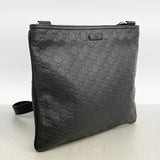 【6ef6573-k】グッチ ショルダーバッグ グッチシマ 201446 レザー ブラック シャンパンゴールド金具【中古】メンズ