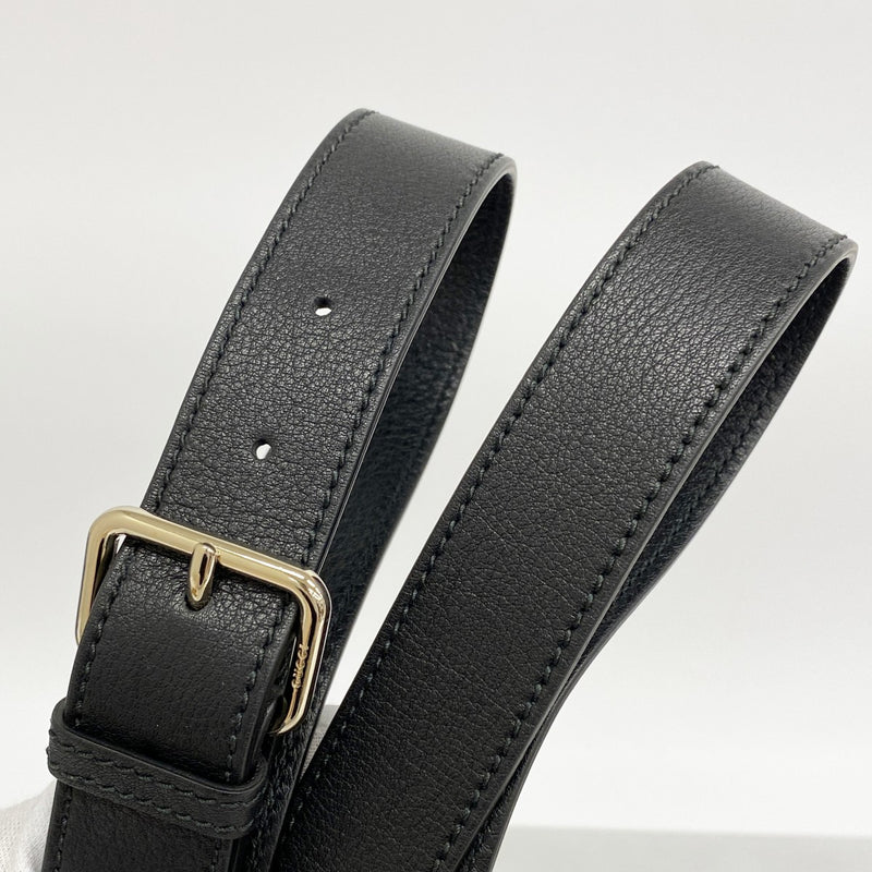 【6ef6573-k】グッチ ショルダーバッグ グッチシマ 201446 レザー ブラック シャンパンゴールド金具【中古】メンズ
