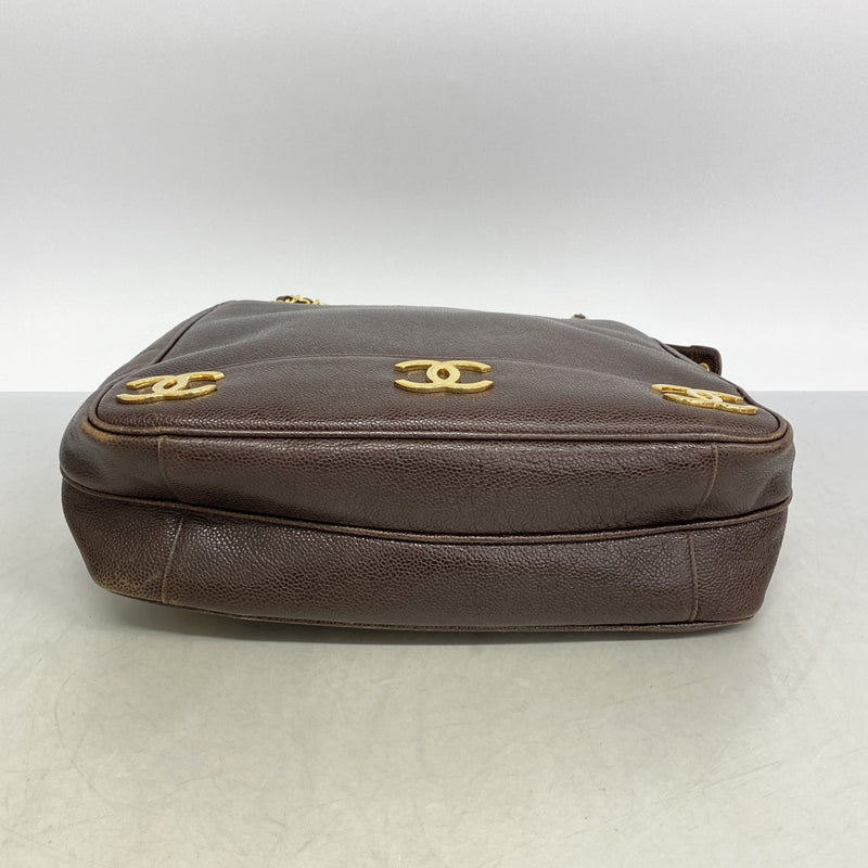 【6ef6576-k】シャネル ショルダーバッグ トリプルココ キャビアスキン ブラウン ゴールド金具【中古】レディース