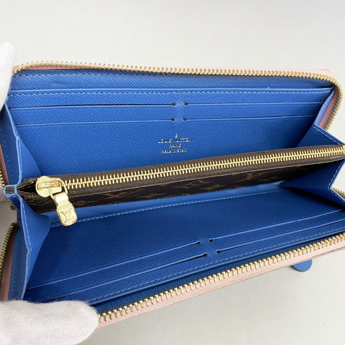 【6ef6578-k】ルイヴィトン 長財布 モノグラム ポルトフォイユクレマンス M63896 ブルー ローズバレリーヌ フラワーチャーム【中古】レディース