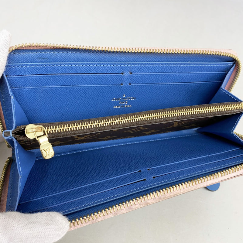 【6ef6578-k】ルイヴィトン 長財布 モノグラム ポルトフォイユクレマンス M63896 ブルー ローズバレリーヌ フラワーチャーム【中古】レディース