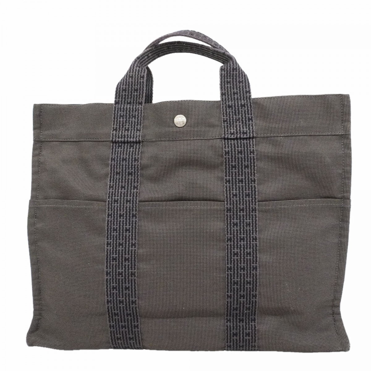 【6ef6582-k】エルメス トートバッグ エールラインMM キャンバス グレー シルバー金具【中古】メンズ レディース ユニセックス