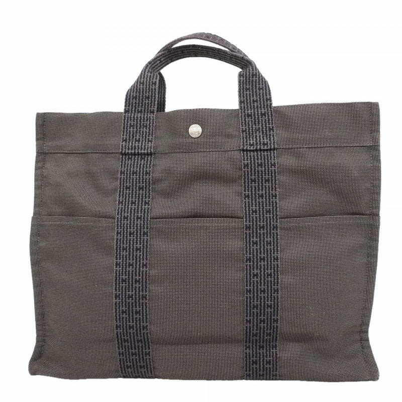 【6ef6582-k】エルメス トートバッグ エールラインMM キャンバス グレー シルバー金具【中古】メンズ レディース ユニセックス