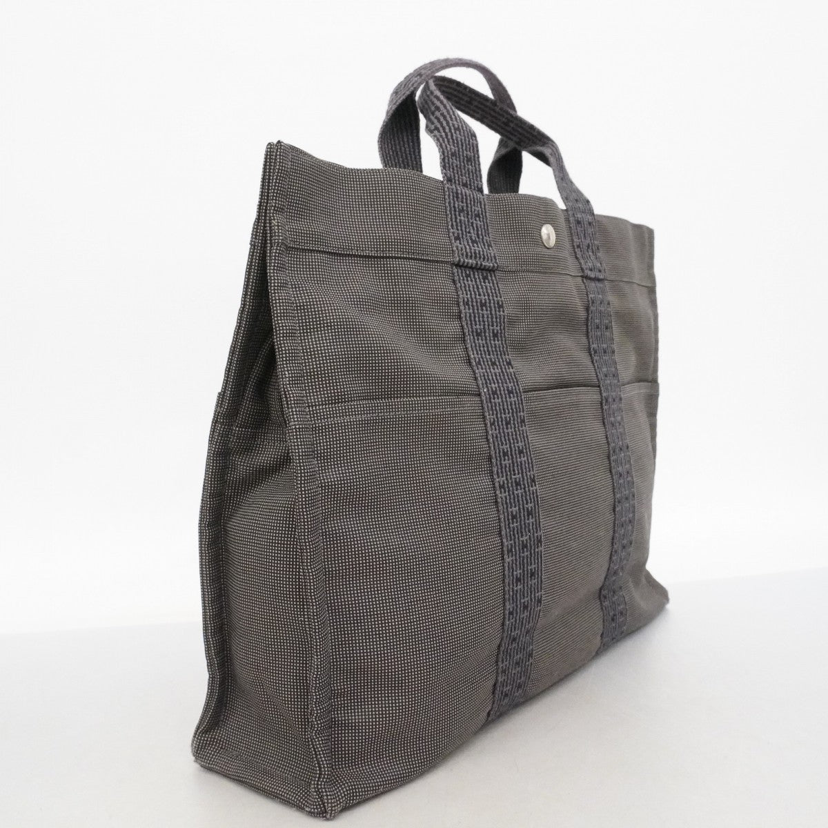 【6ef6582-k】エルメス トートバッグ エールラインMM キャンバス グレー シルバー金具【中古】メンズ レディース ユニセックス