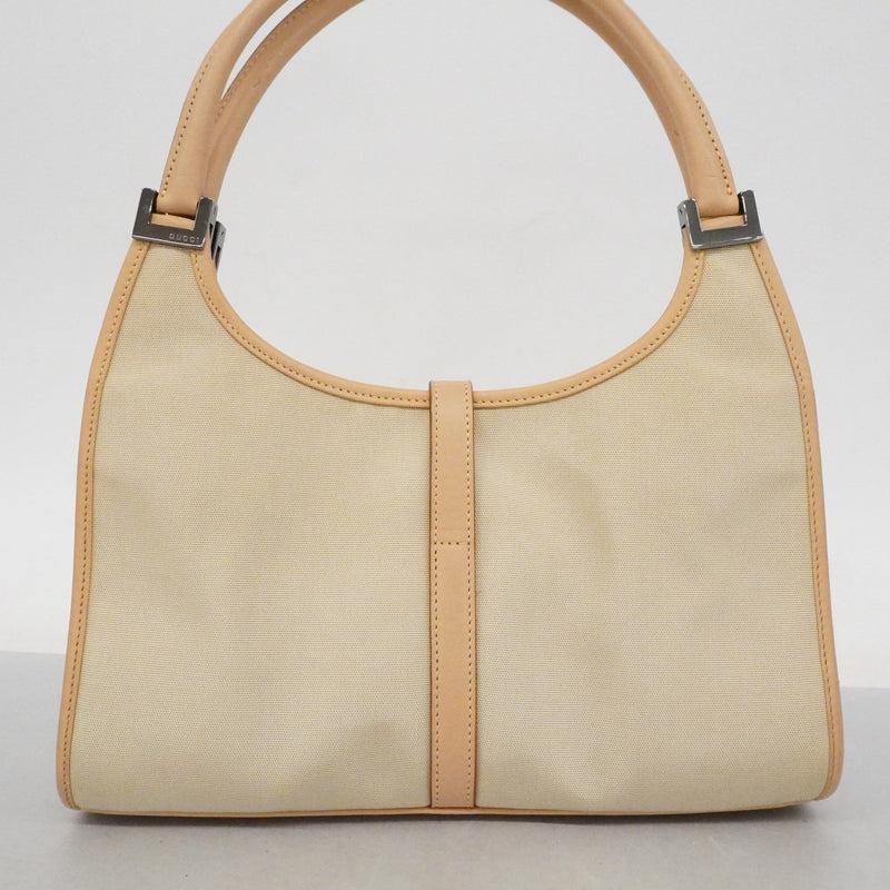 【6ef6585-k】グッチ ハンドバッグ ジャッキー 002 1068 キャンバス ベージュ シルバー金具【中古】レディース