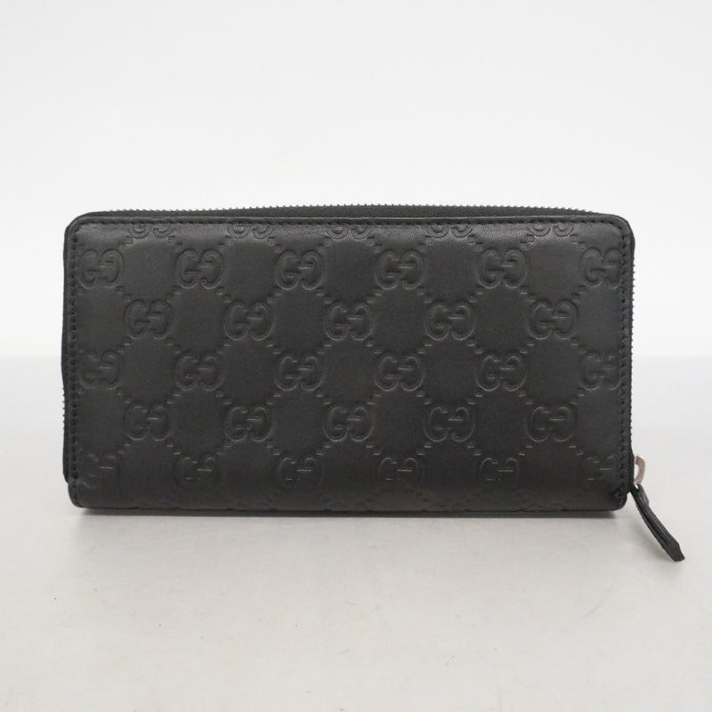 【6ef6587-k】グッチ 長財布 グッチシマ 307987 レザー ブラック シルバー金具【中古】メンズ レディース ユニセックス