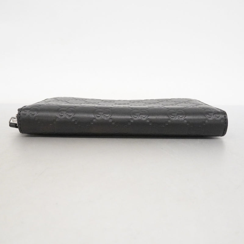 【6ef6587-k】グッチ 長財布 グッチシマ 307987 レザー ブラック シルバー金具【中古】メンズ レディース ユニセックス