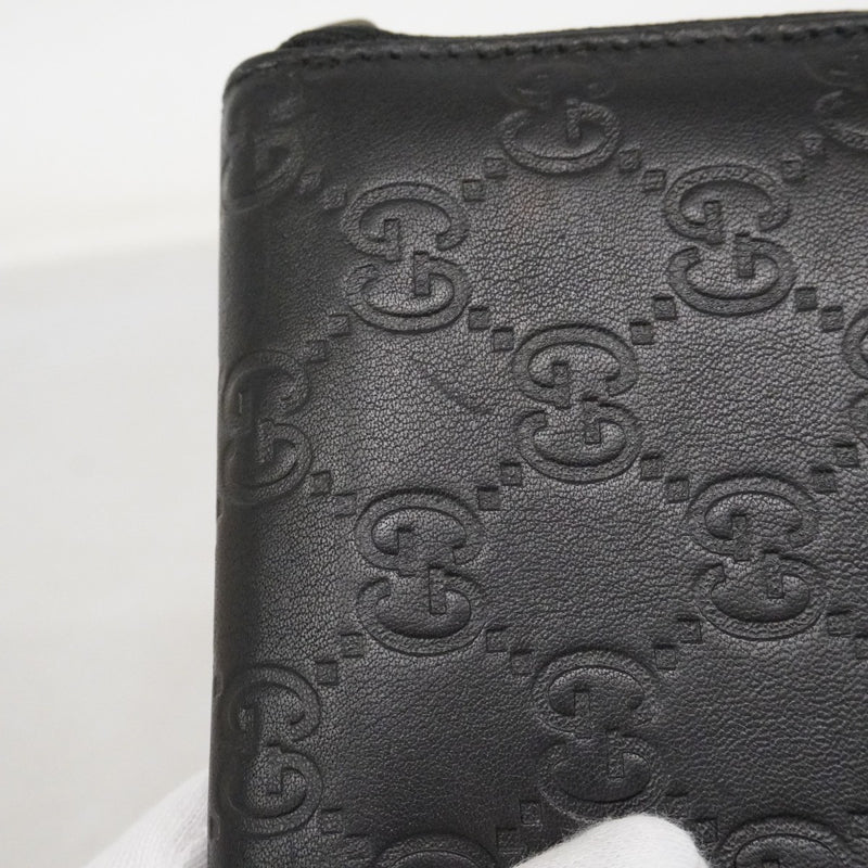 【6ef6587-k】グッチ 長財布 グッチシマ 307987 レザー ブラック シルバー金具【中古】メンズ レディース ユニセックス